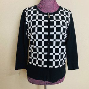 White House Black Market Check Print Cardigan